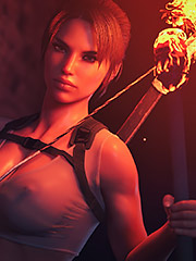 Using her assets to her advantage, the lithe brunette seduces and fucks her pursuants - Lara and the jade skull by Forged3DX