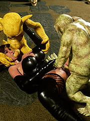 Elf gets huge cocks of two goblins - Elf Domina and Goblins by Zuleyka