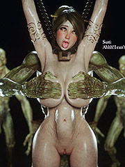 The two ugly cocks are rubbing against each other inside my belly - Fallen Lady 7 by Jared999D