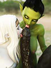 Two nasty nymphos with huge cock - Lena and Syx by Vaesark